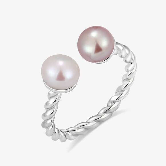 Twin Bloom Sterling Silver Double Pearl Ring - Picture 4 of 4